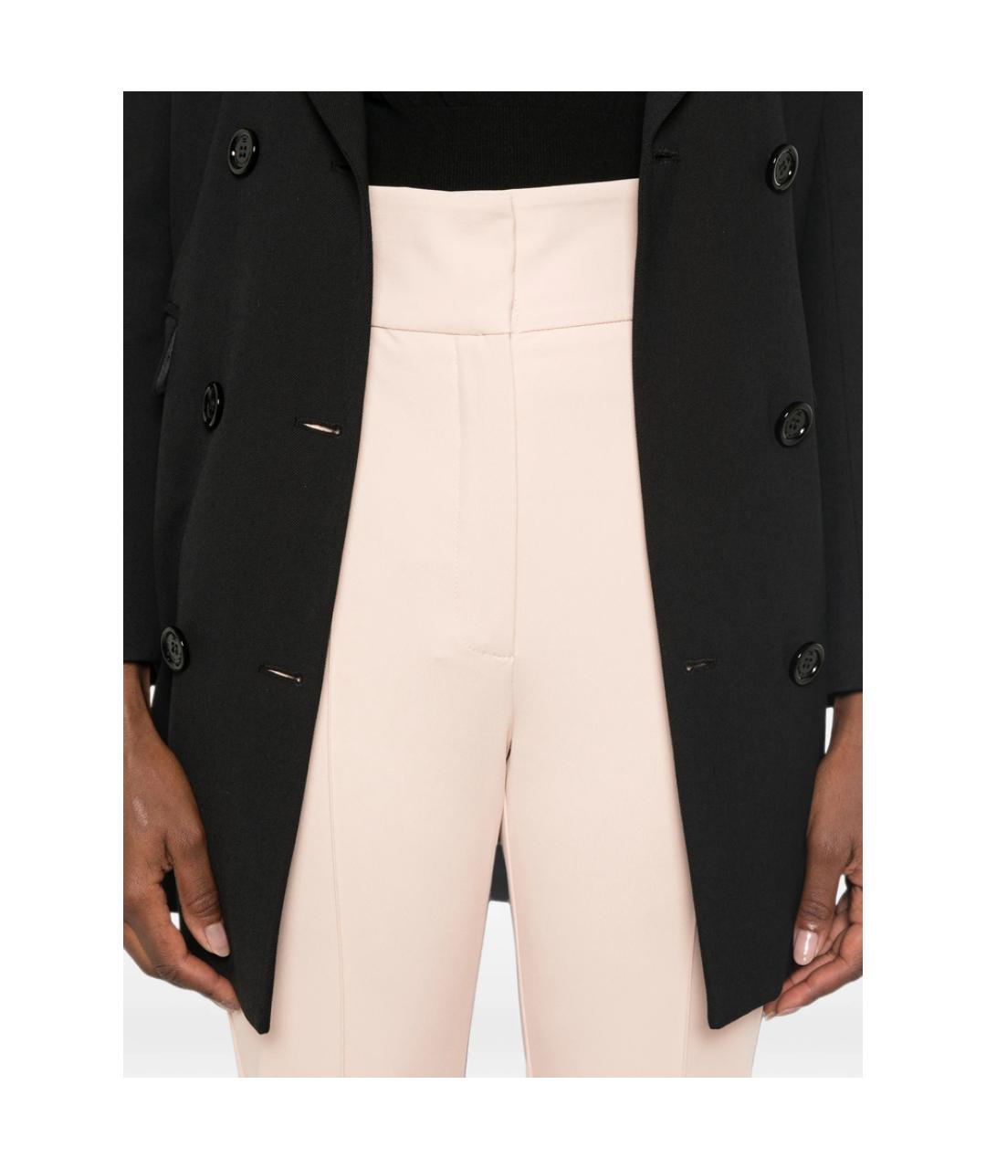 ELISABETTA FRANCHI Бежевые полиэстеровые прямые брюки, фото 4