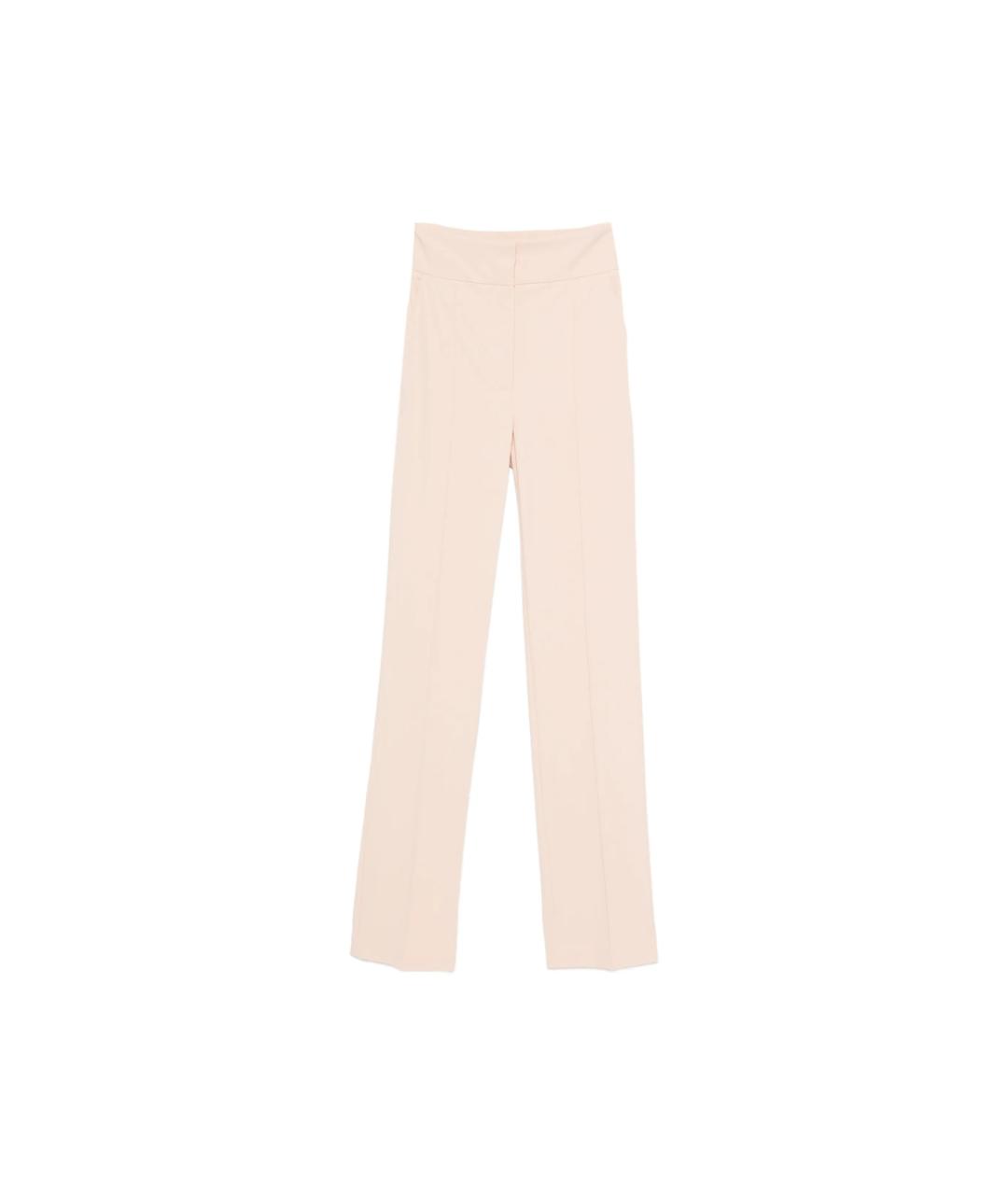 ELISABETTA FRANCHI Бежевые полиэстеровые прямые брюки, фото 1