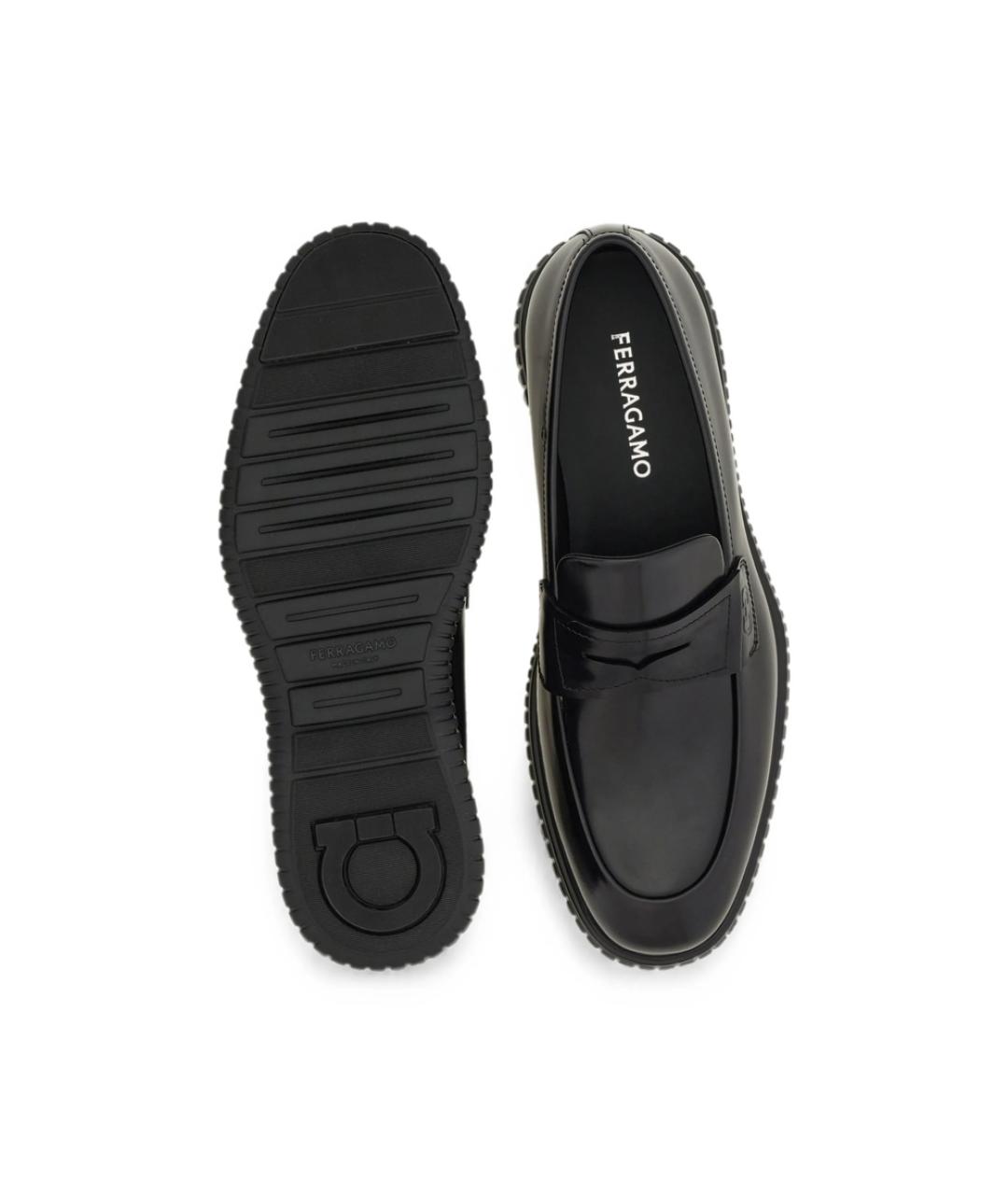 FERRAGAMO Черные кожаные лоферы, фото 5