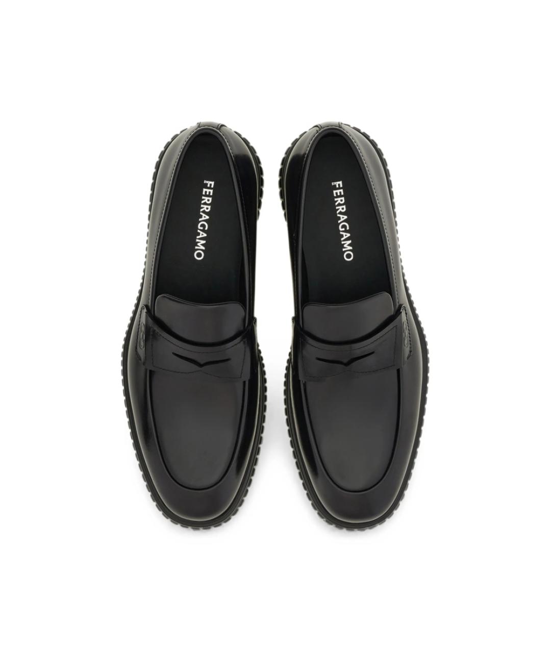 FERRAGAMO Черные кожаные лоферы, фото 2