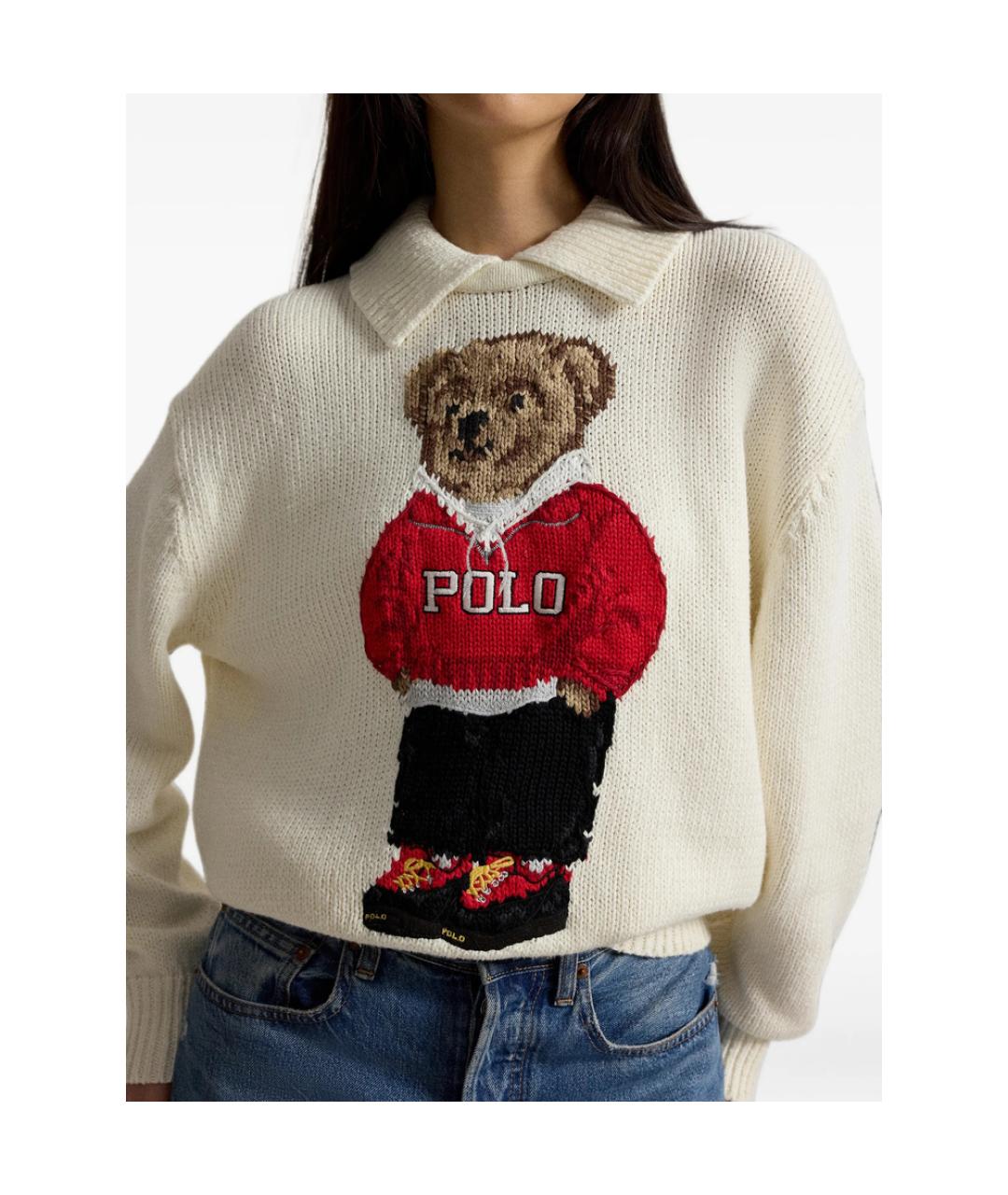 RALPH LAUREN Бежевый хлопковый джемпер / свитер, фото 2