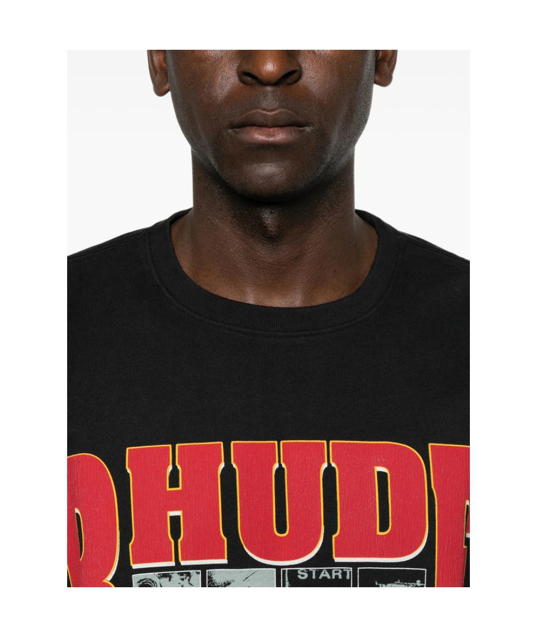 RHUDE Черная хлопковая футболка, фото 2
