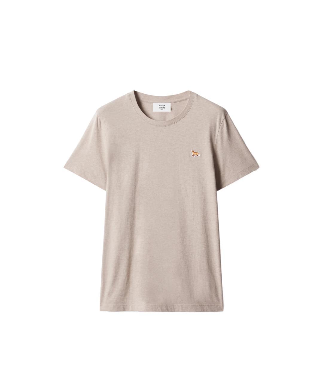 MAISON KITSUNE Бежевая хлопковая футболка, фото 1