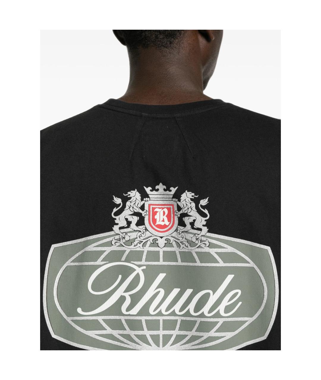 RHUDE Черная хлопковая футболка, фото 5