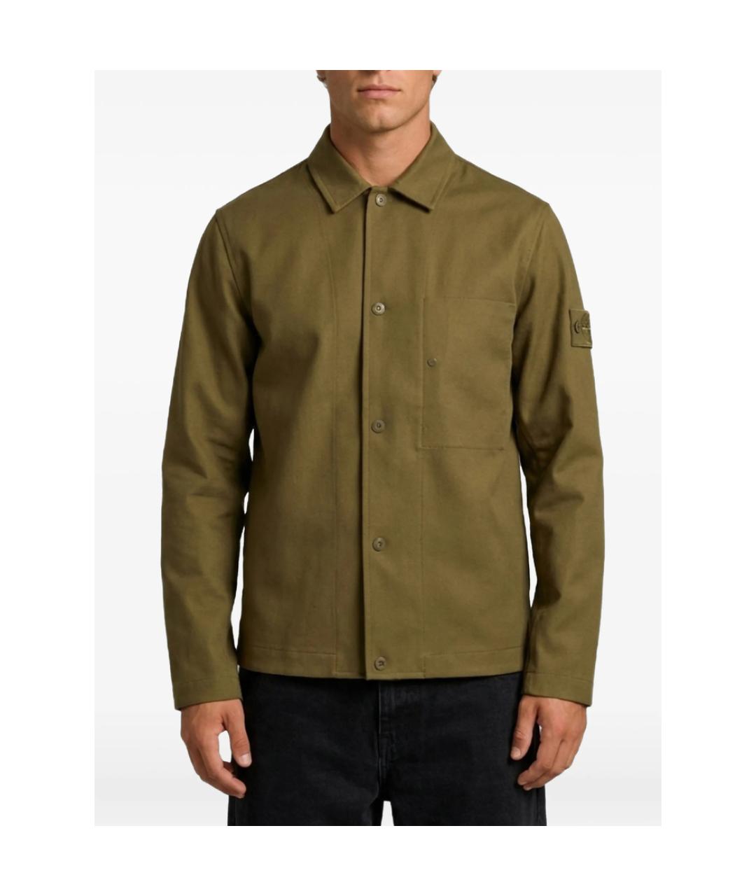 STONE ISLAND Зеленая шерстяная кэжуал рубашка, фото 4