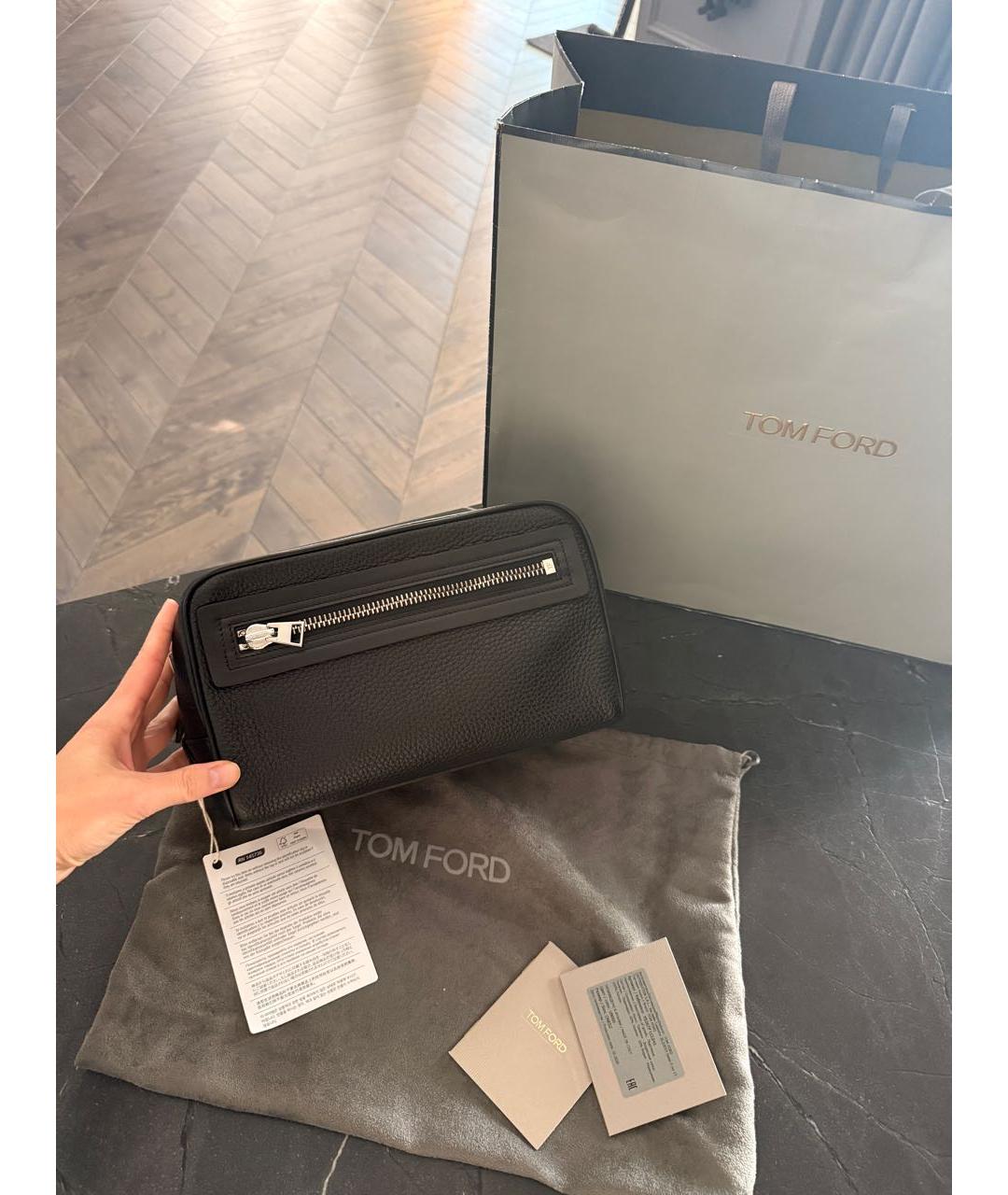 TOM FORD Черная кожаная барсетка, фото 4