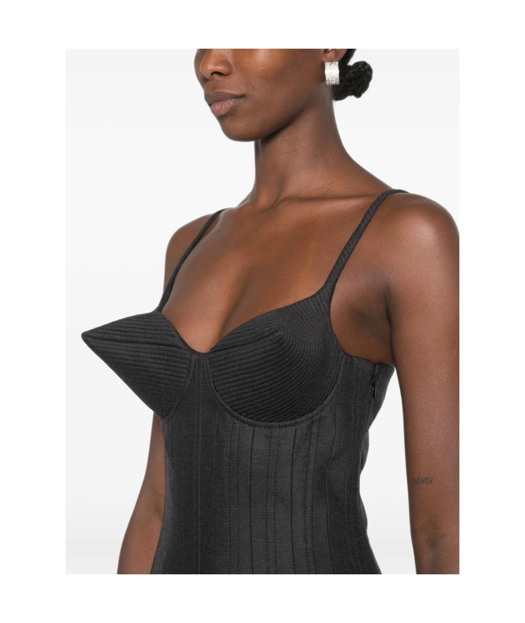 JEAN PAUL GAULTIER Черное шерстяное коктейльное платье, фото 2