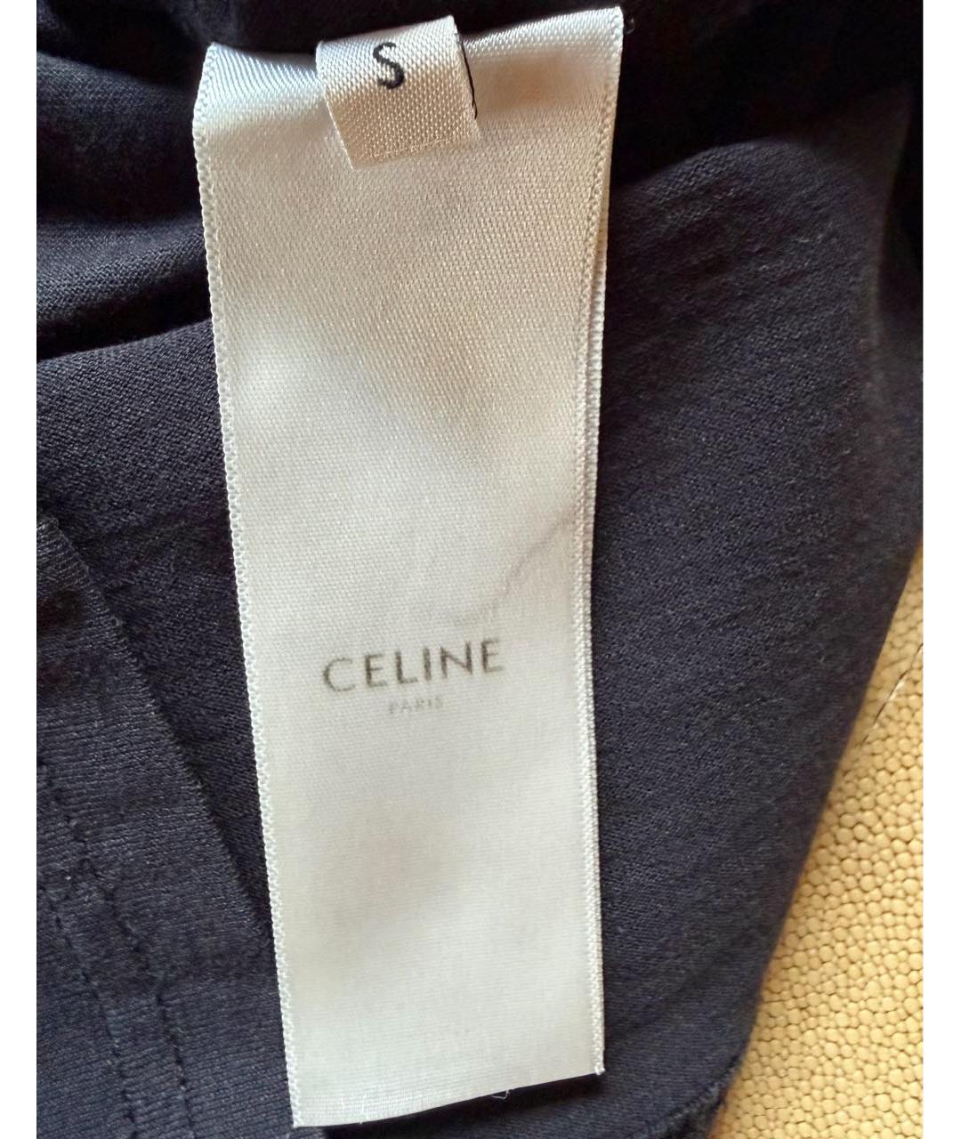 CELINE Черная хлопковая футболка, фото 4