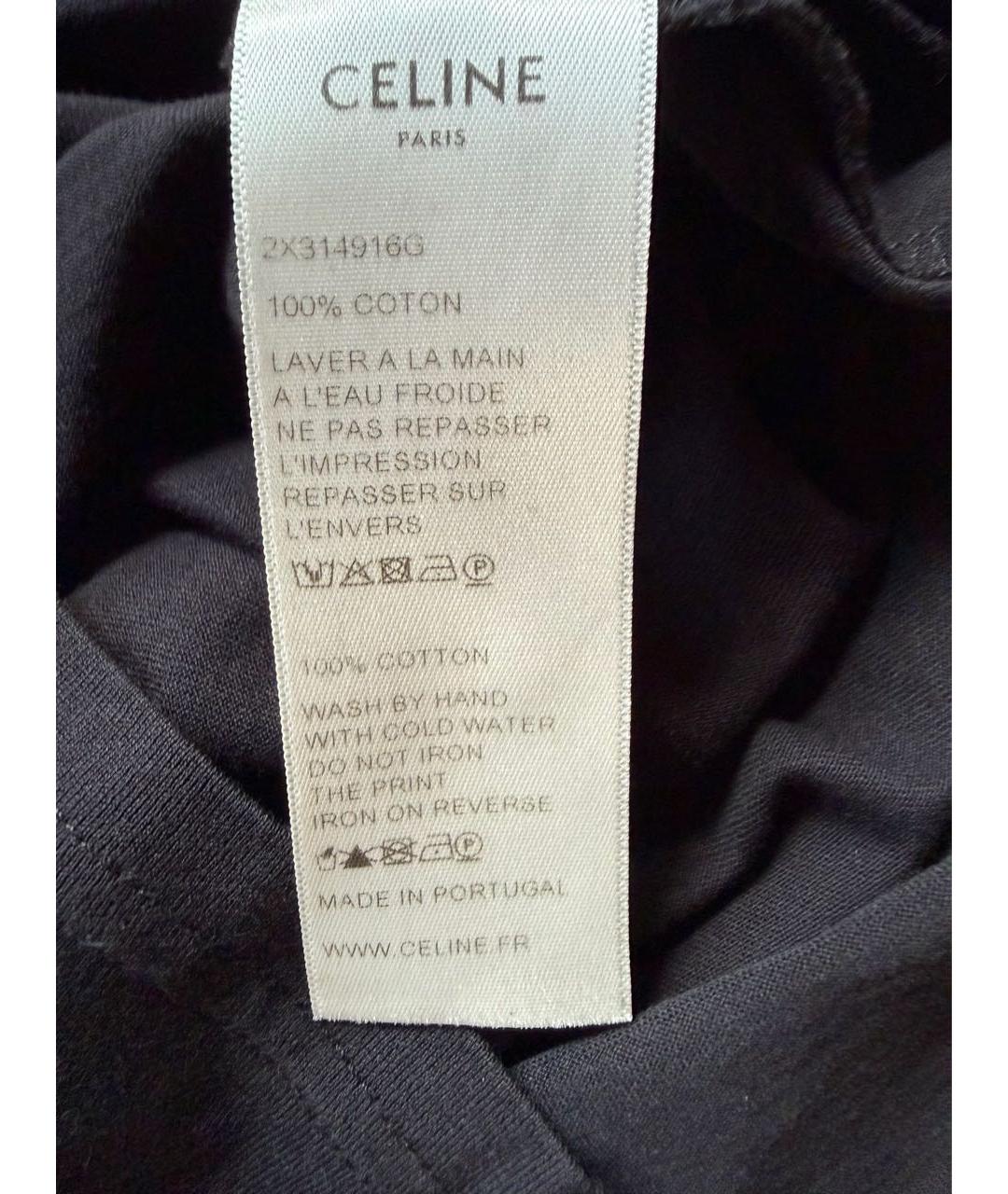 CELINE Черная хлопковая футболка, фото 5