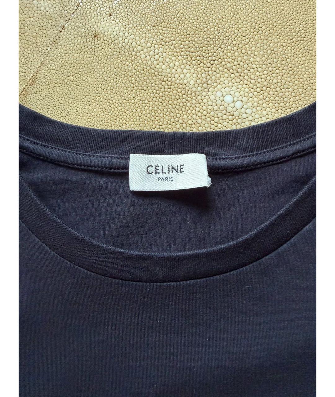 CELINE Черная хлопковая футболка, фото 3