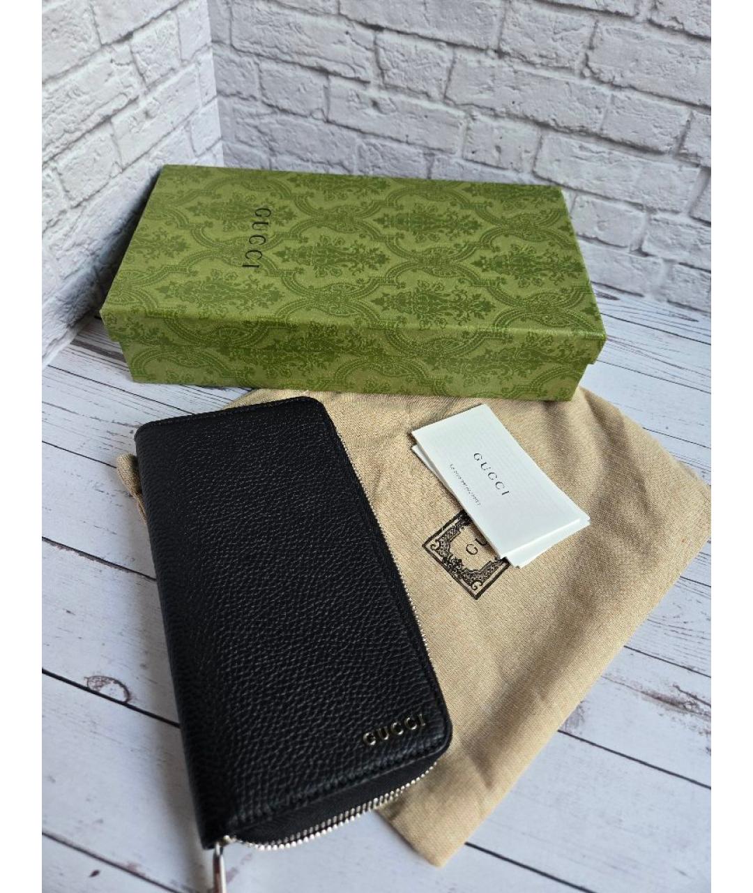 GUCCI Черный кожаный кошелек, фото 4