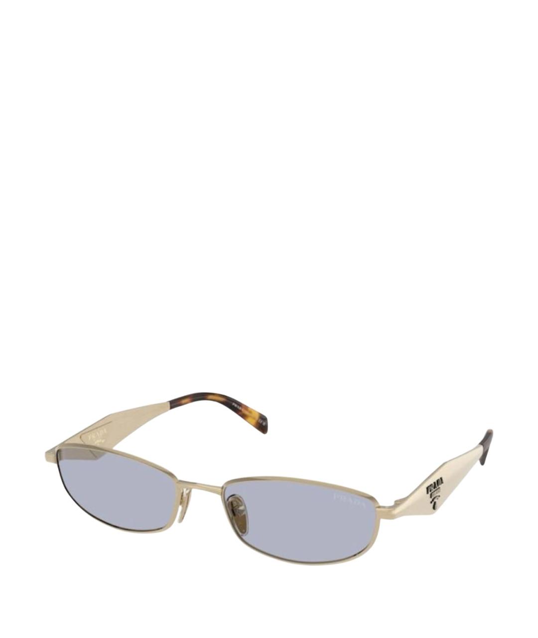 PRADA Золотые металлические солнцезащитные очки, фото 1