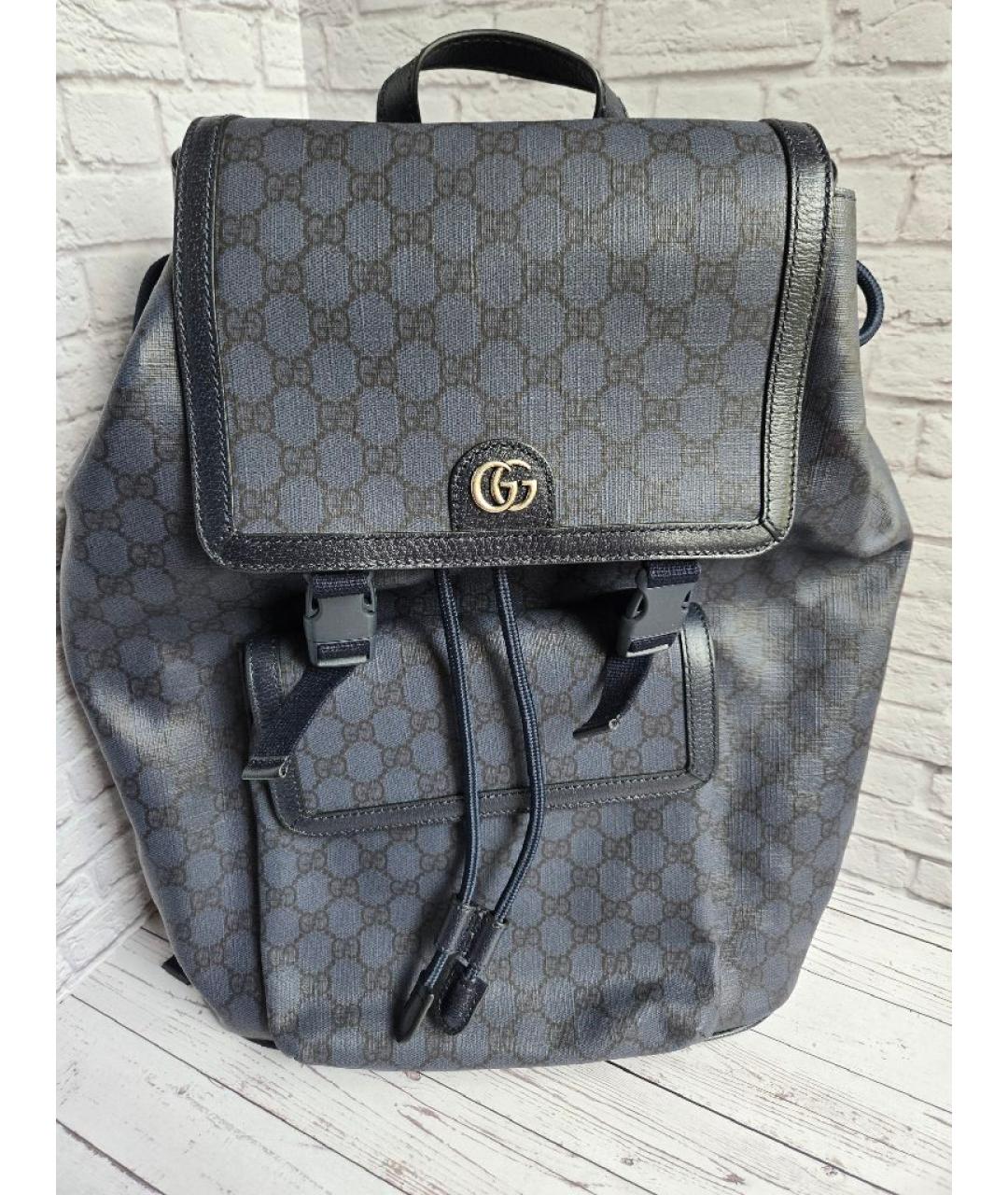 GUCCI Темно-синий кожаный рюкзак, фото 5