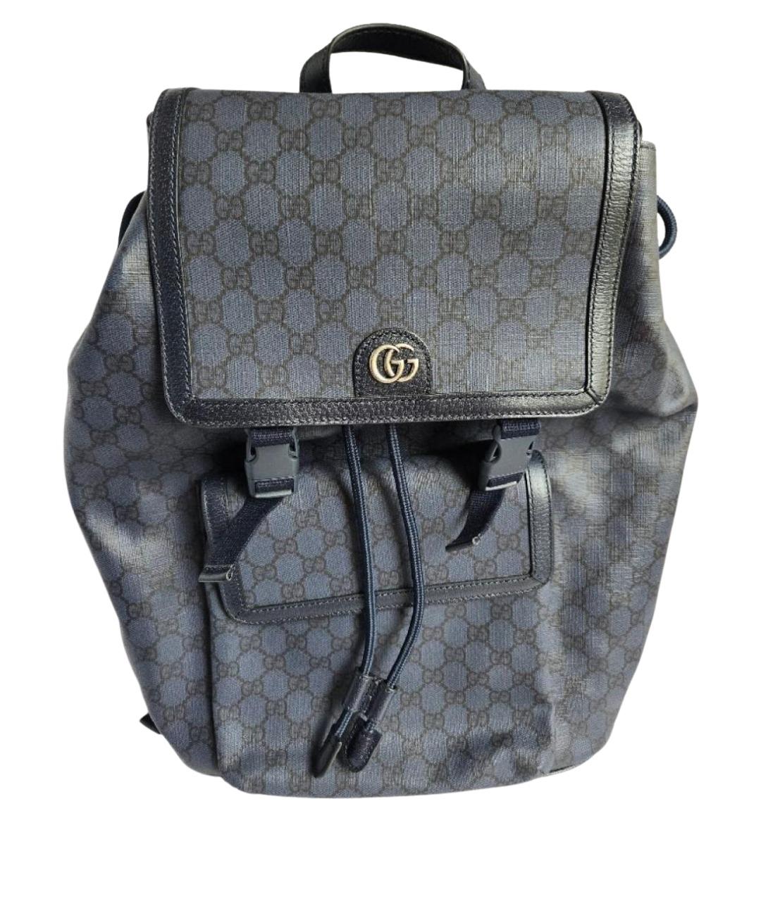 GUCCI Темно-синий кожаный рюкзак, фото 1