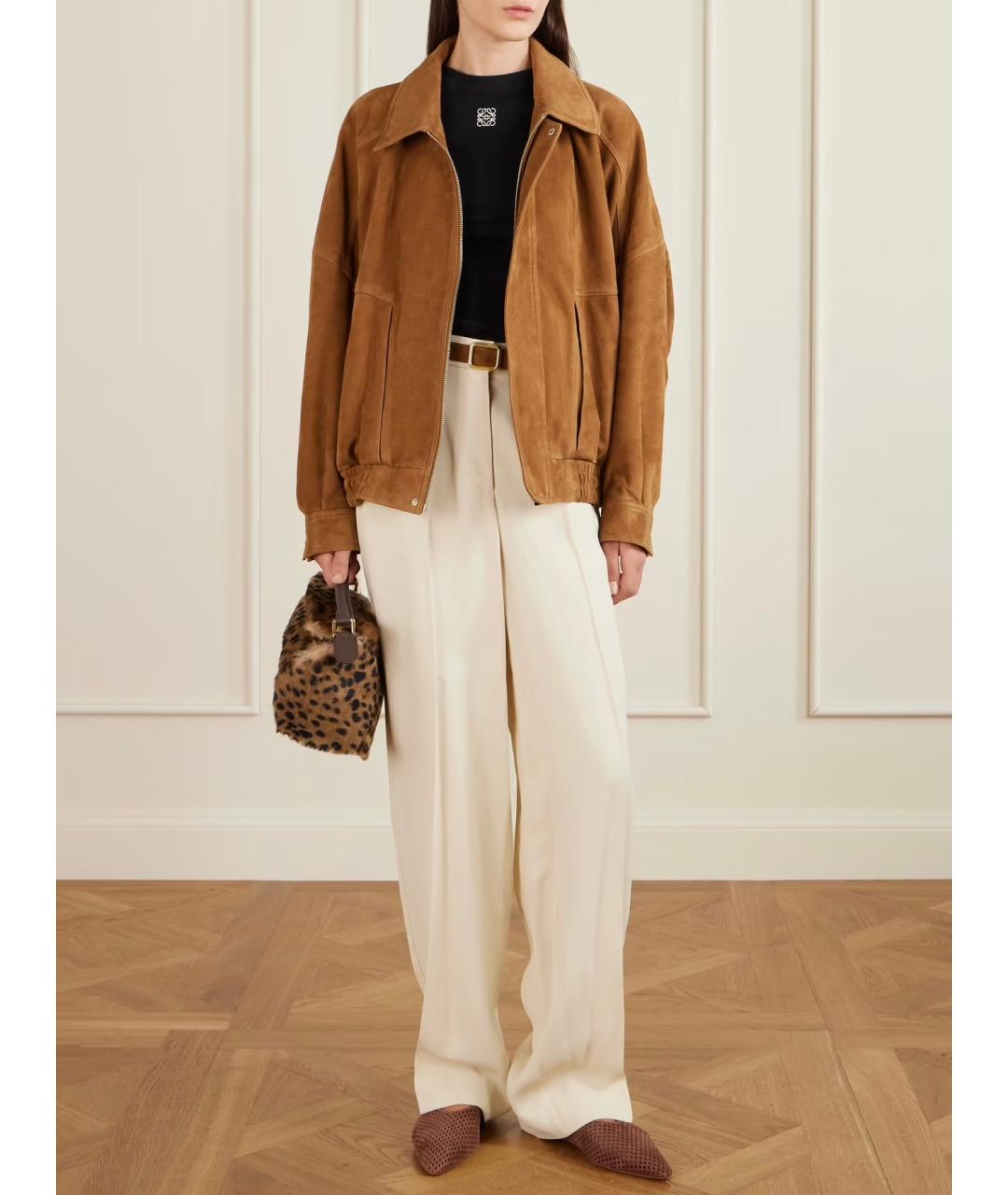 LOEWE Коричневая меховая сумка с короткими ручками, фото 3