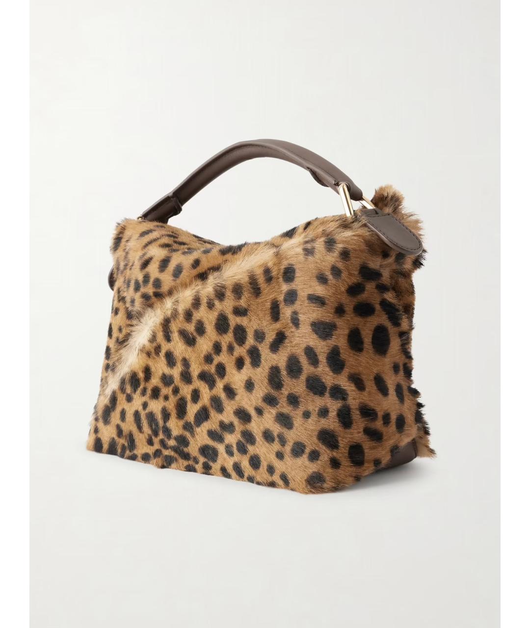 LOEWE Коричневая меховая сумка с короткими ручками, фото 4