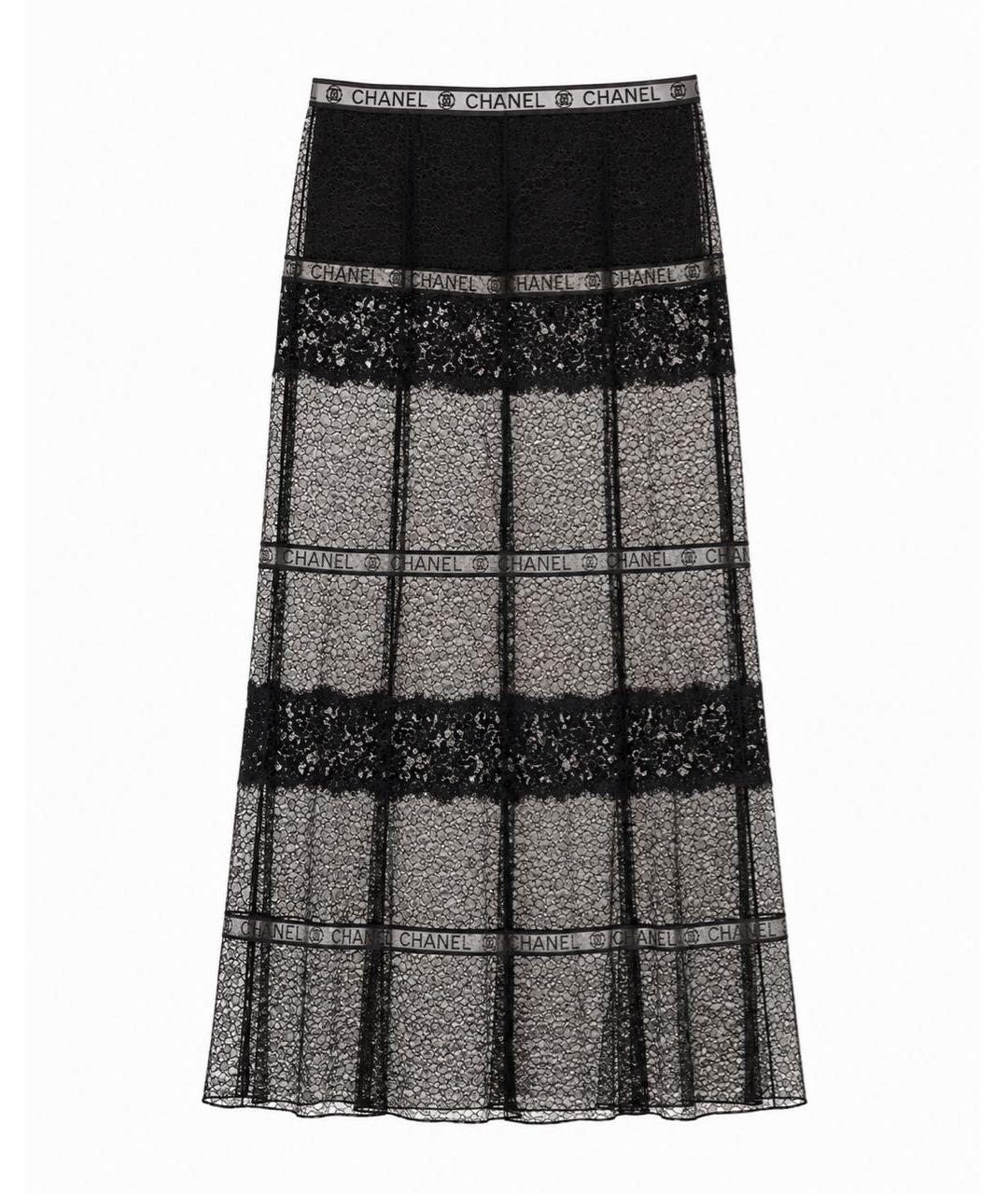 CHANEL Черная кружевная юбка макси, фото 1