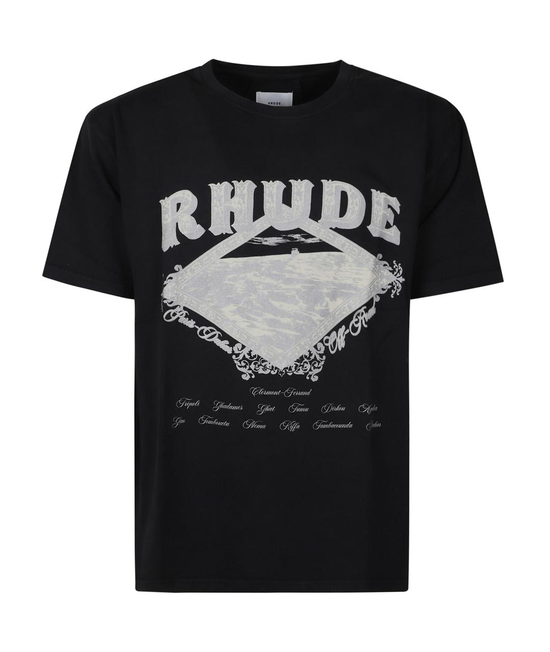 RHUDE Черная хлопковая футболка, фото 1
