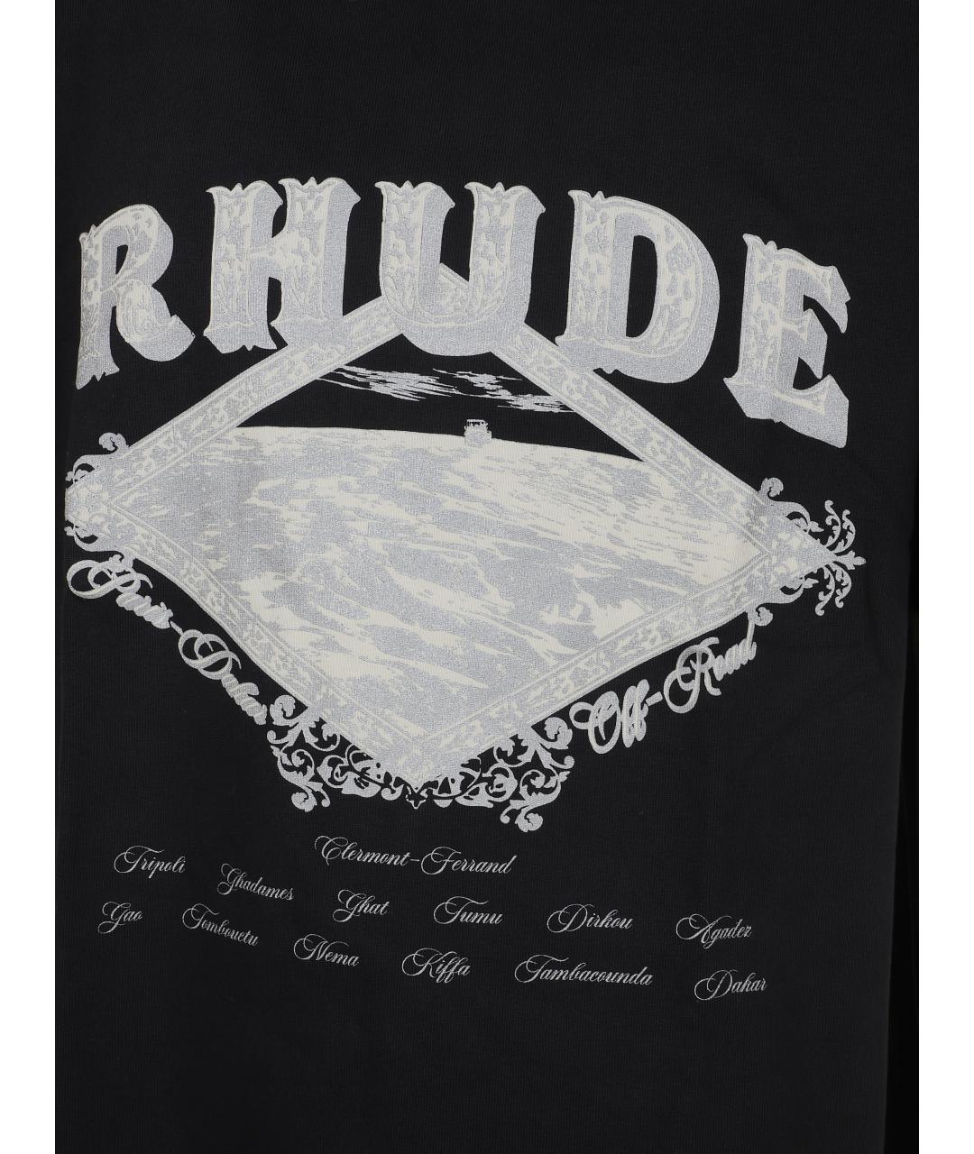 RHUDE Черная хлопковая футболка, фото 2
