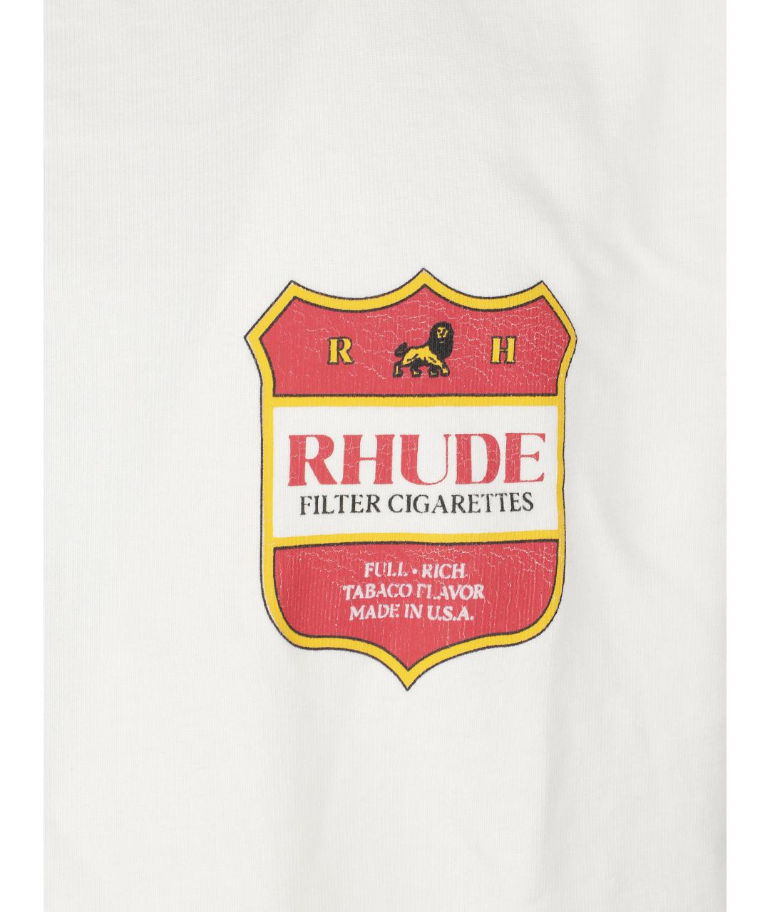 RHUDE Белая хлопковая футболка, фото 2