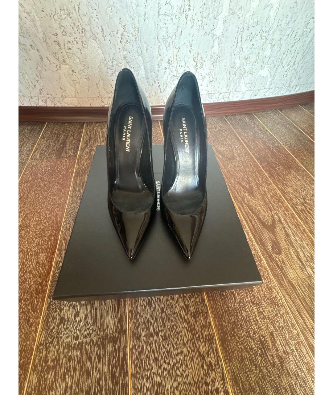 SAINT LAURENT Черные кожаные туфли, фото 2