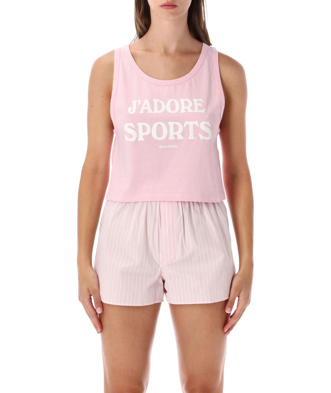 SPORTY AND RICH Розовая хлопковая майка, фото 4