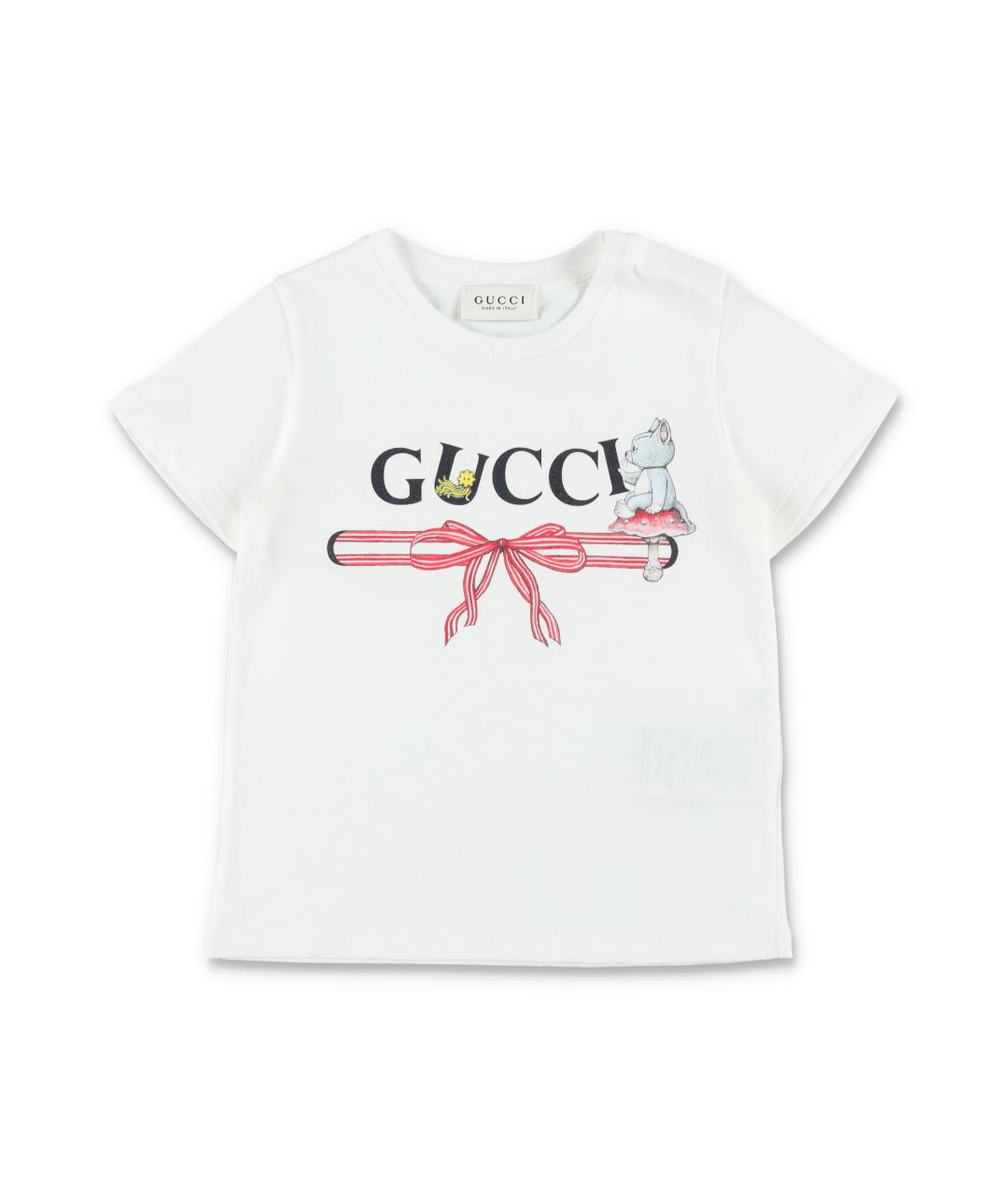 GUCCI Белый хлопковый футболка / топ, фото 1