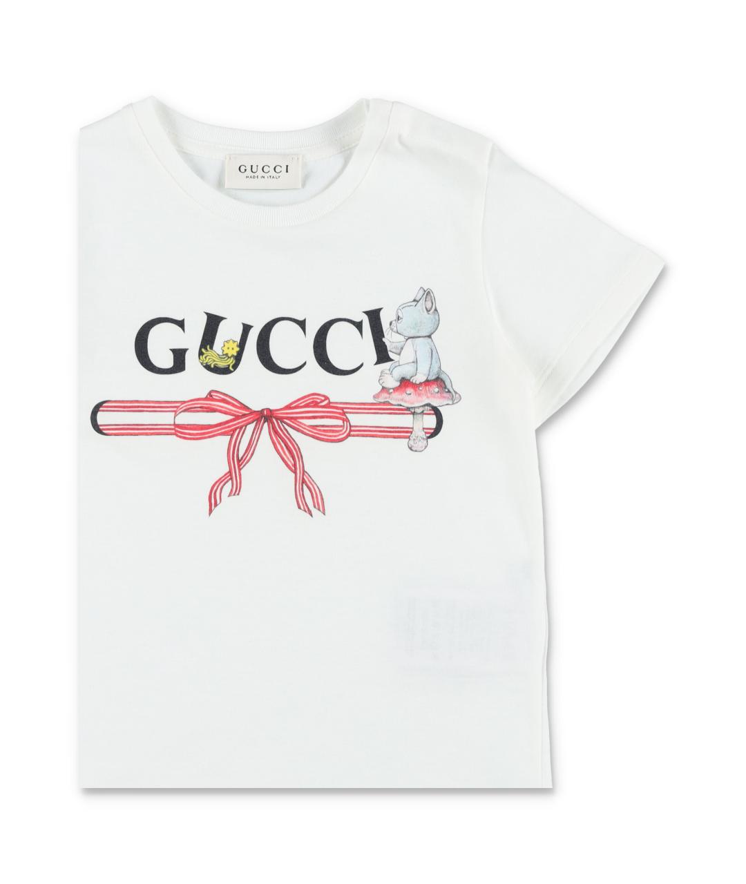 GUCCI Белый хлопковый футболка / топ, фото 2