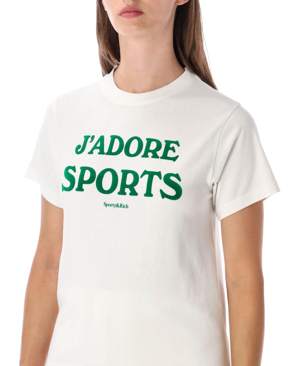 SPORTY AND RICH Белая хлопковая футболка, фото 4