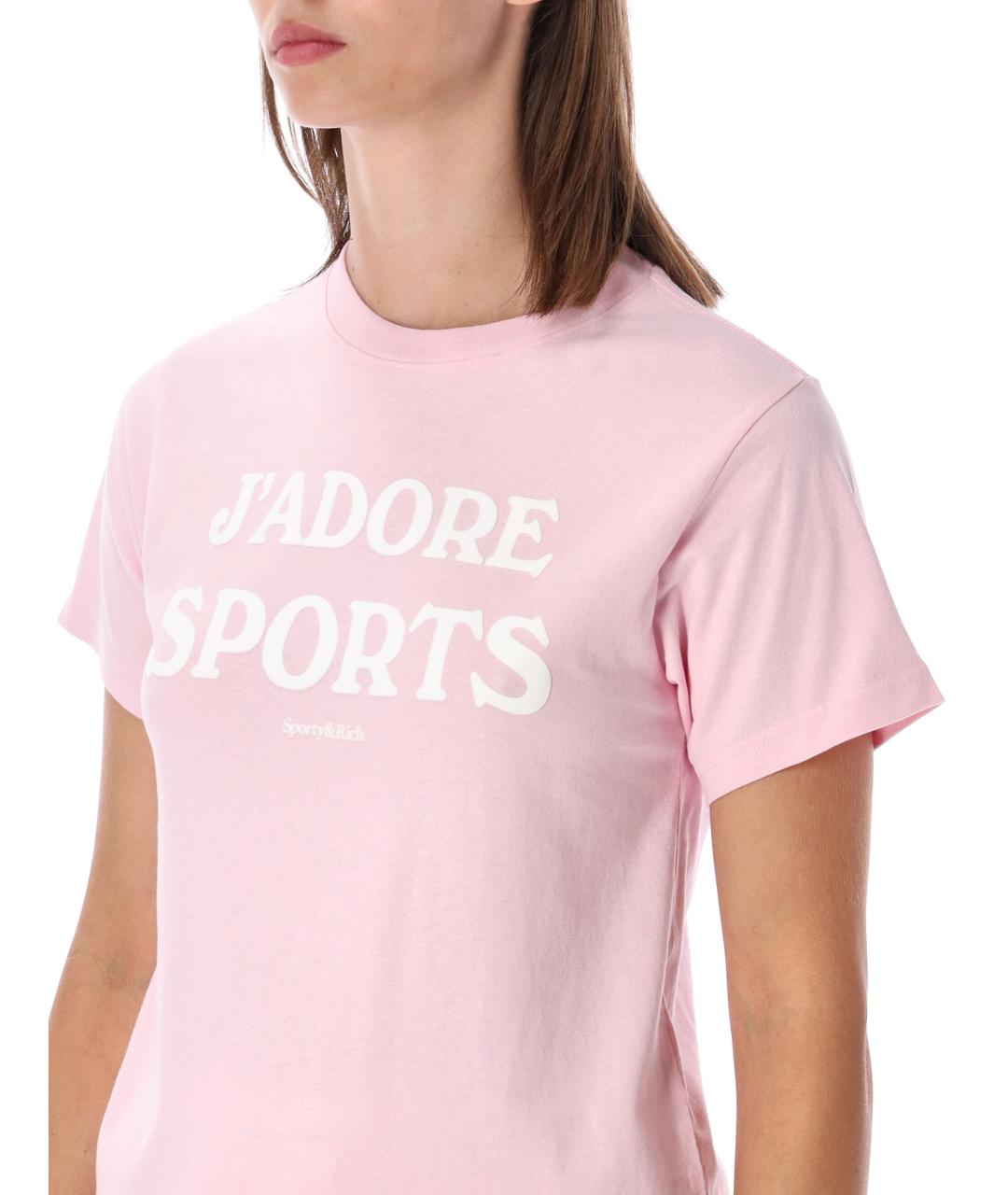 SPORTY AND RICH Розовая хлопковая футболка, фото 3
