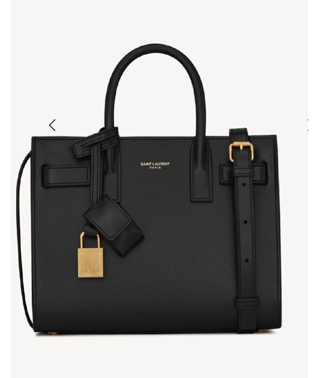 SAINT LAURENT Черная кожаная сумка с короткими ручками, фото 10