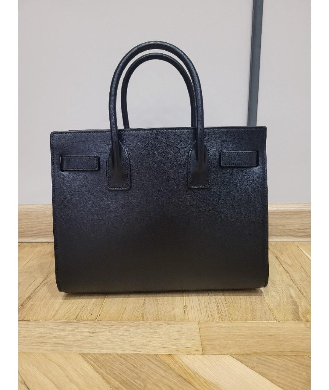 SAINT LAURENT Черная кожаная сумка с короткими ручками, фото 3