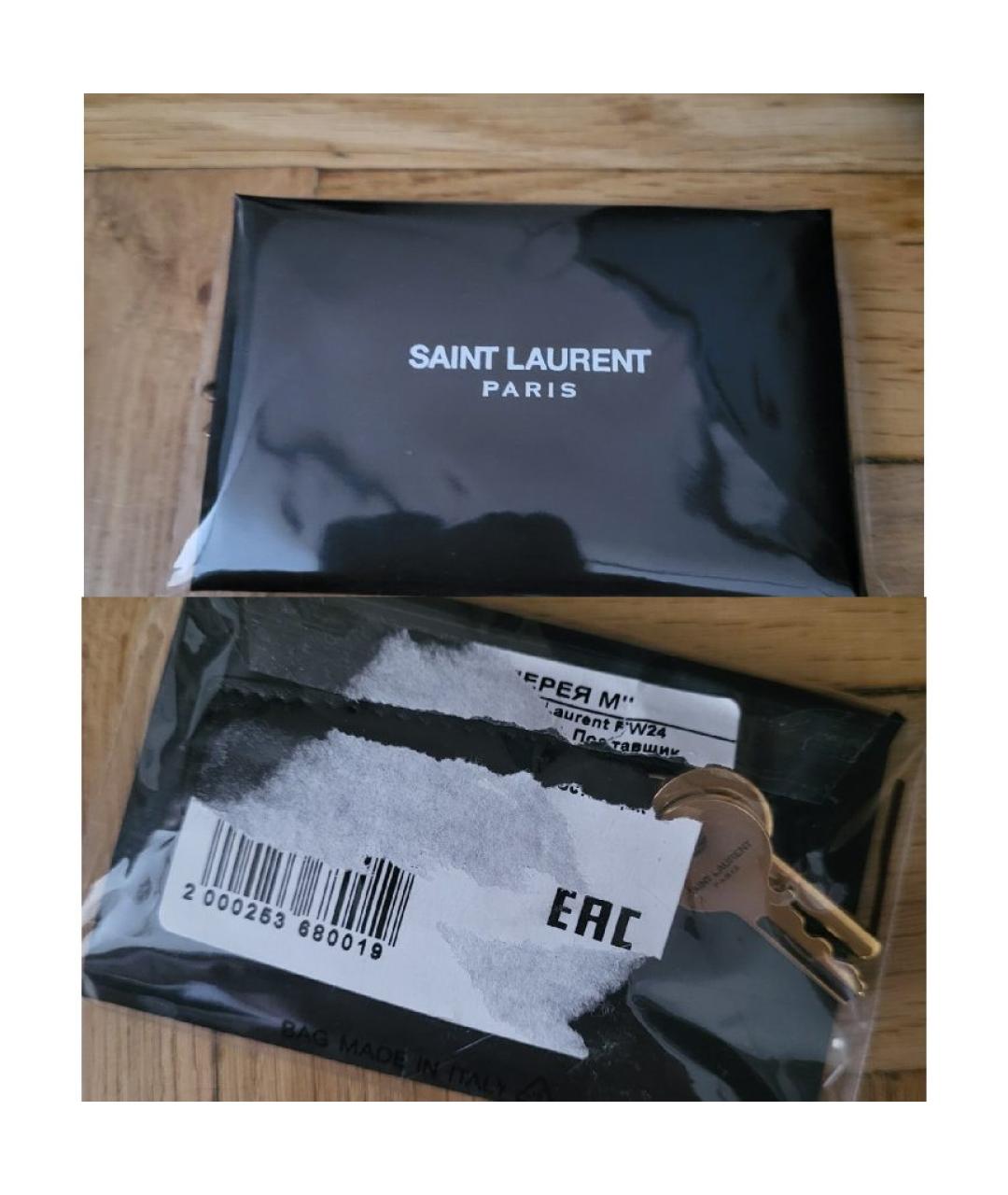 SAINT LAURENT Черная кожаная сумка с короткими ручками, фото 6