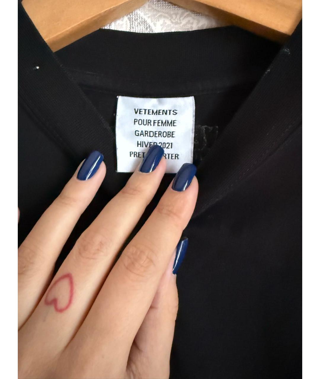VETEMENTS Черная футболка, фото 3