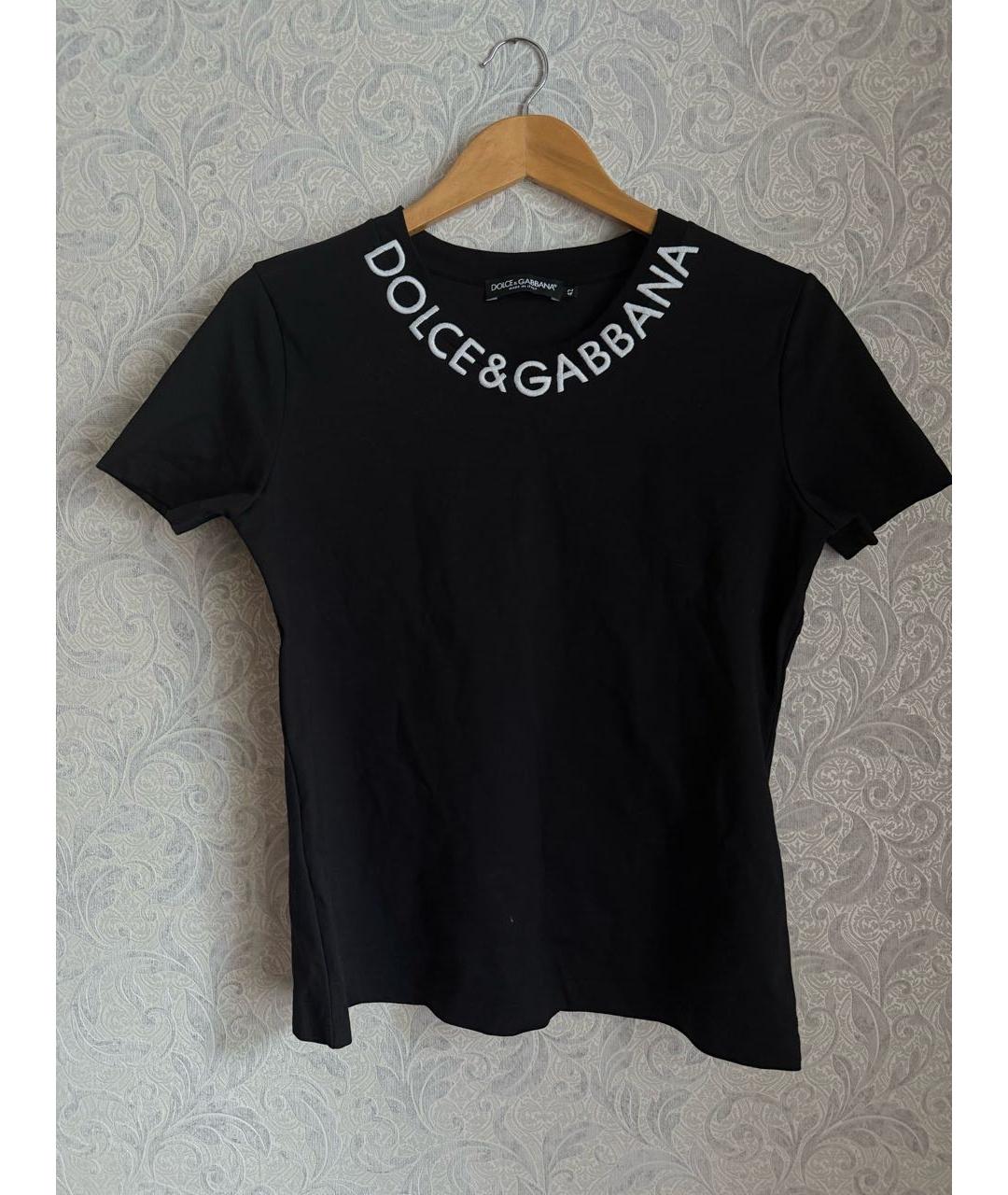 DOLCE&GABBANA Черная хлопковая футболка, фото 4