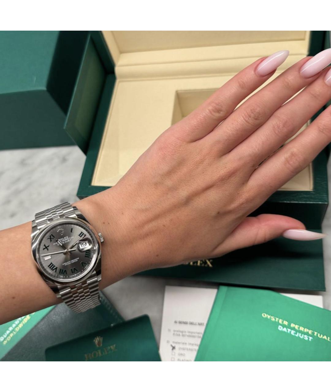 ROLEX Серебряные стальные часы, фото 5