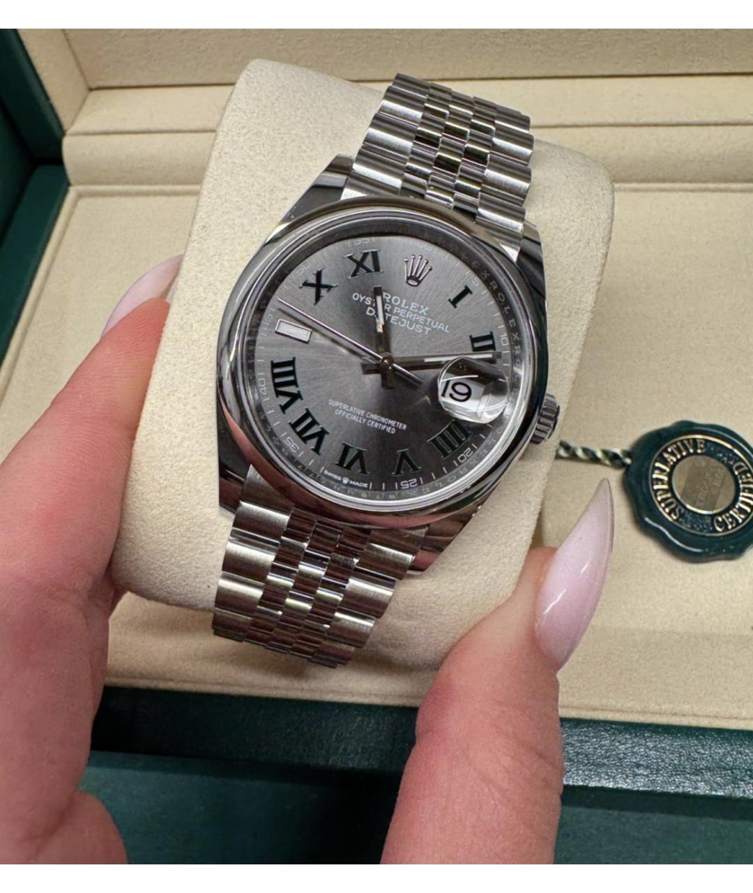 ROLEX Серебряные стальные часы, фото 2
