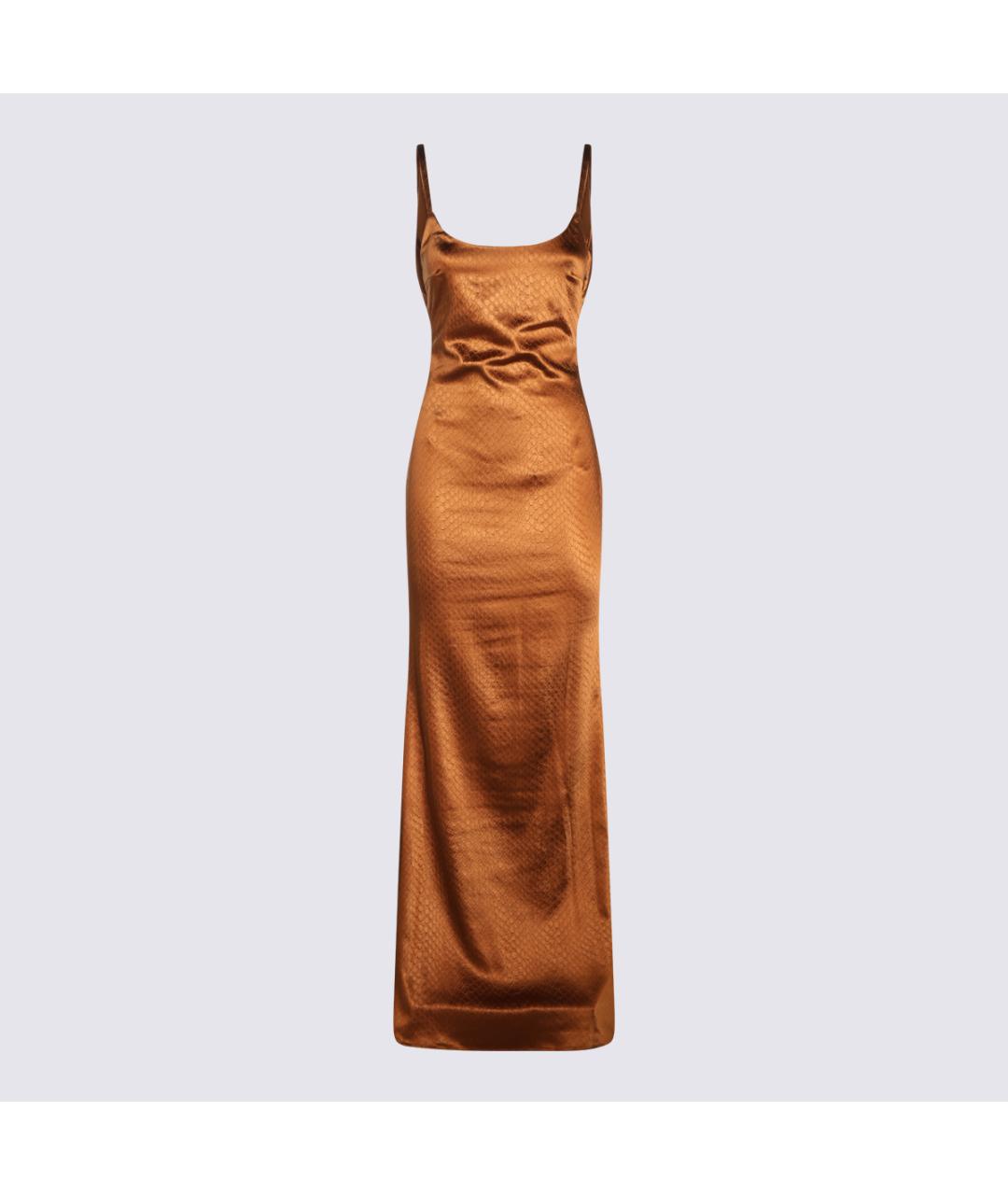 ELISABETTA FRANCHI Коричневое полиэстеровое платье, фото 5