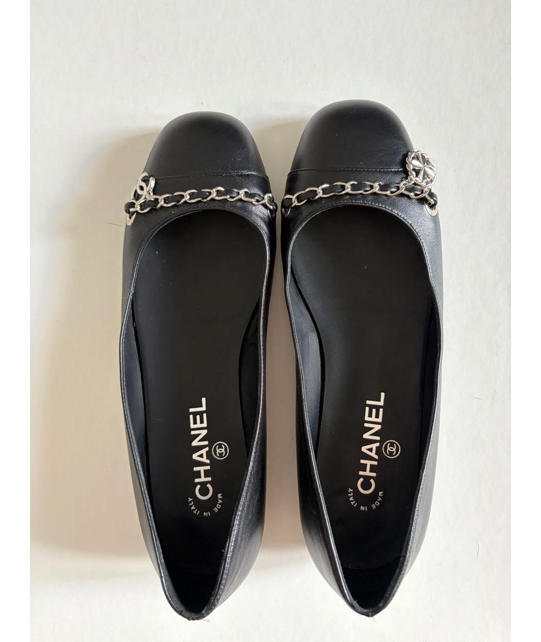 CHANEL Черные кожаные балетки, фото 2