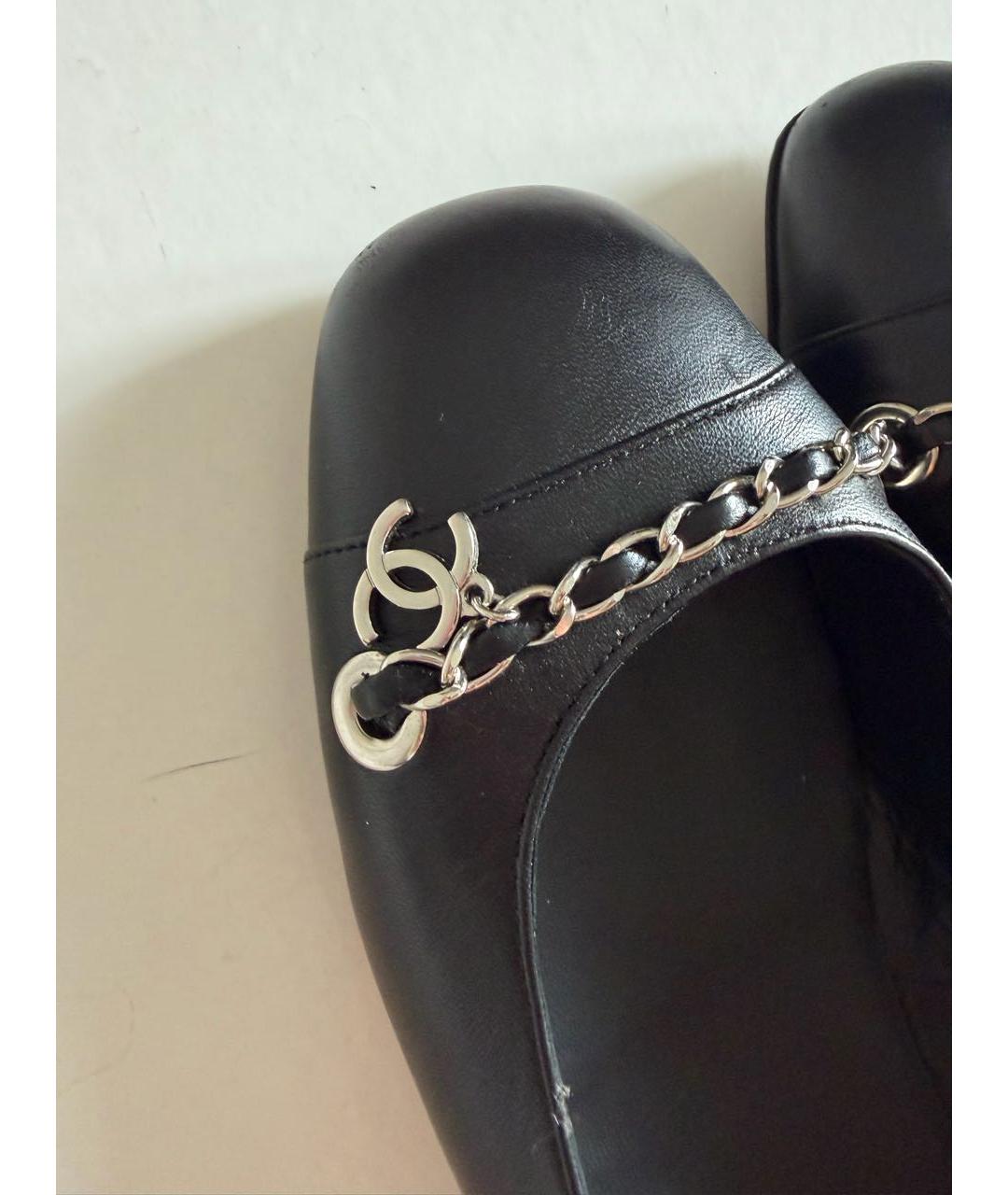 CHANEL Черные кожаные балетки, фото 4