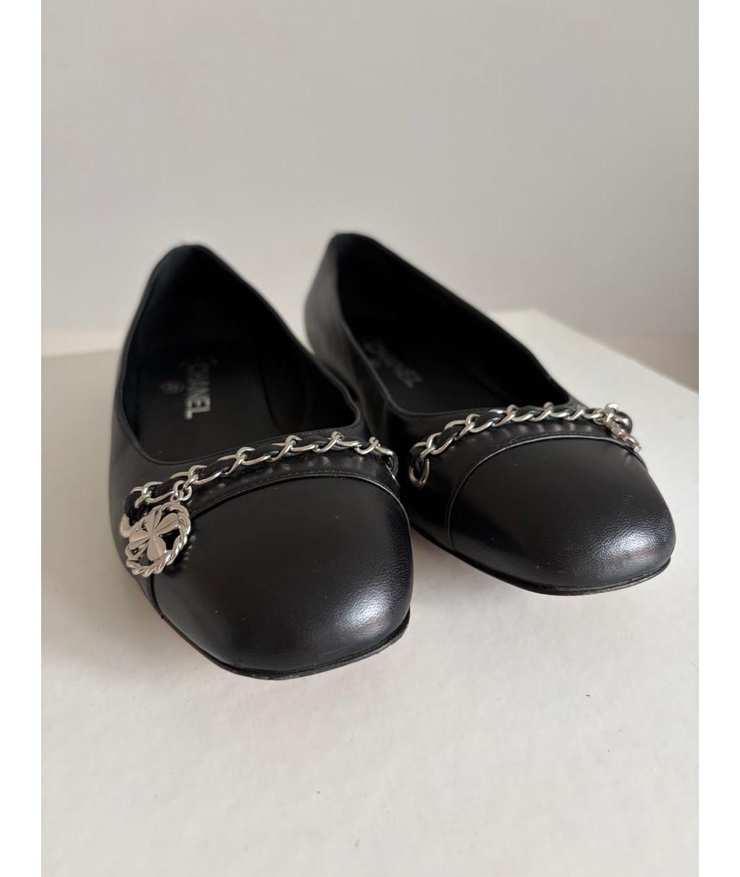 CHANEL Черные кожаные балетки, фото 5