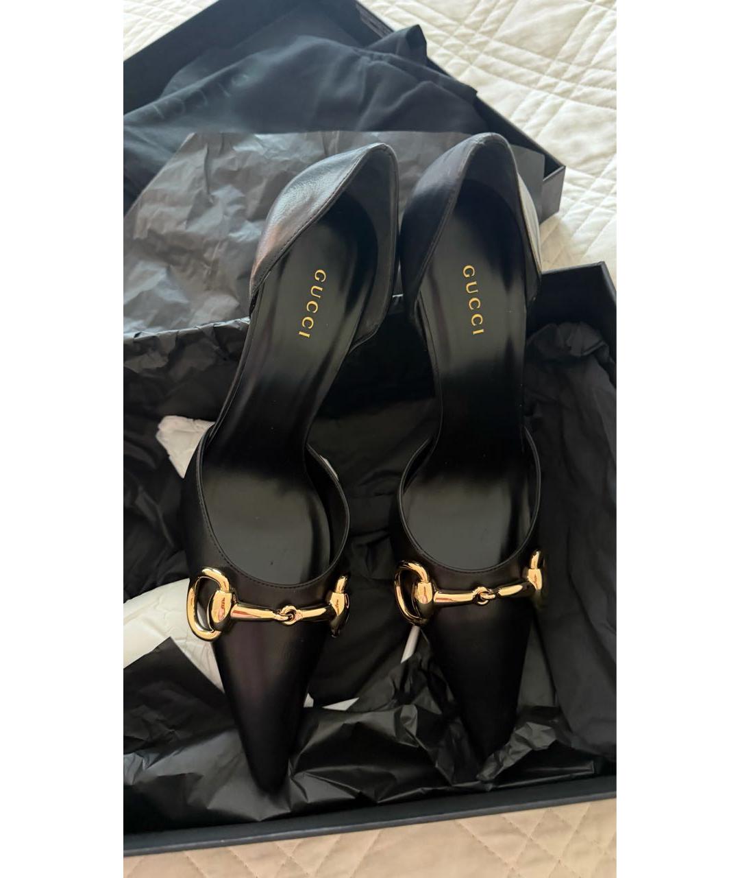 GUCCI Черные кожаные туфли, фото 5