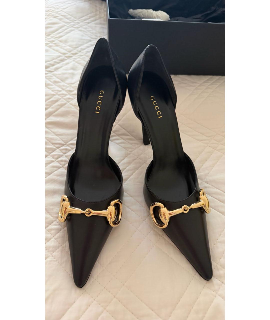 GUCCI Черные кожаные туфли, фото 2