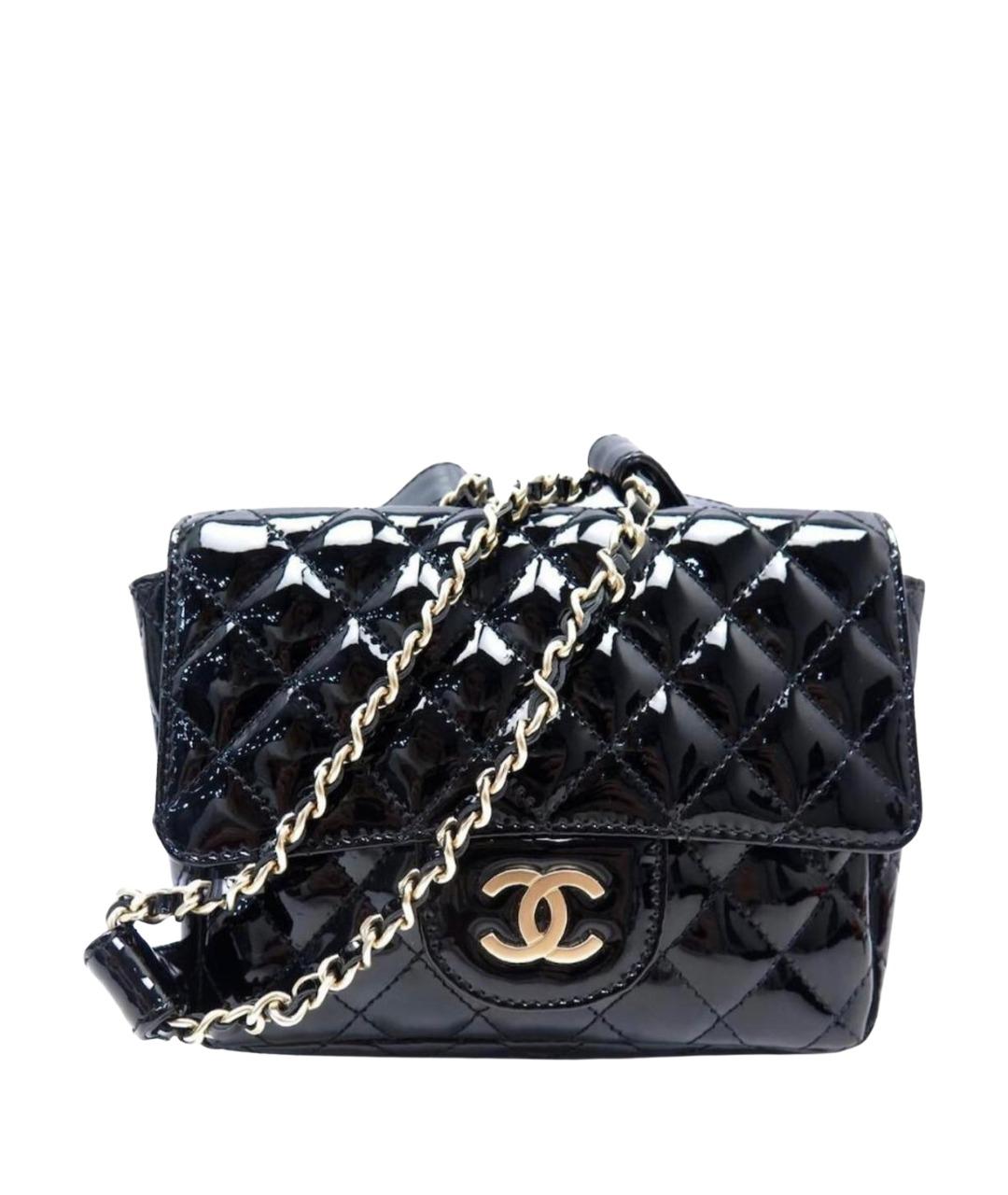 CHANEL Черная сумка через плечо из лакированной кожи, фото 1