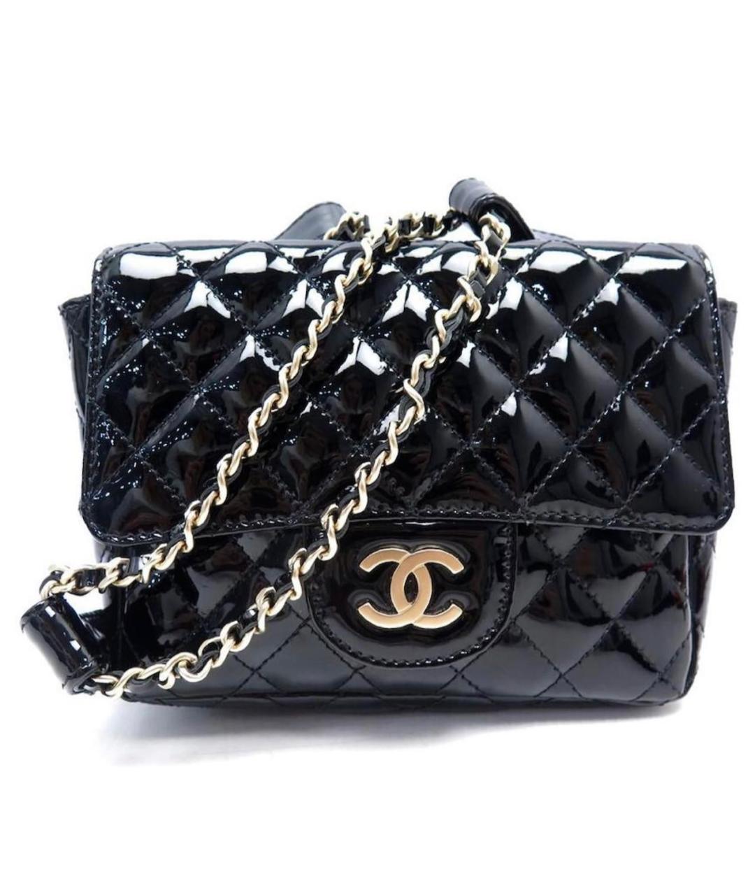 CHANEL Черная сумка через плечо из лакированной кожи, фото 7