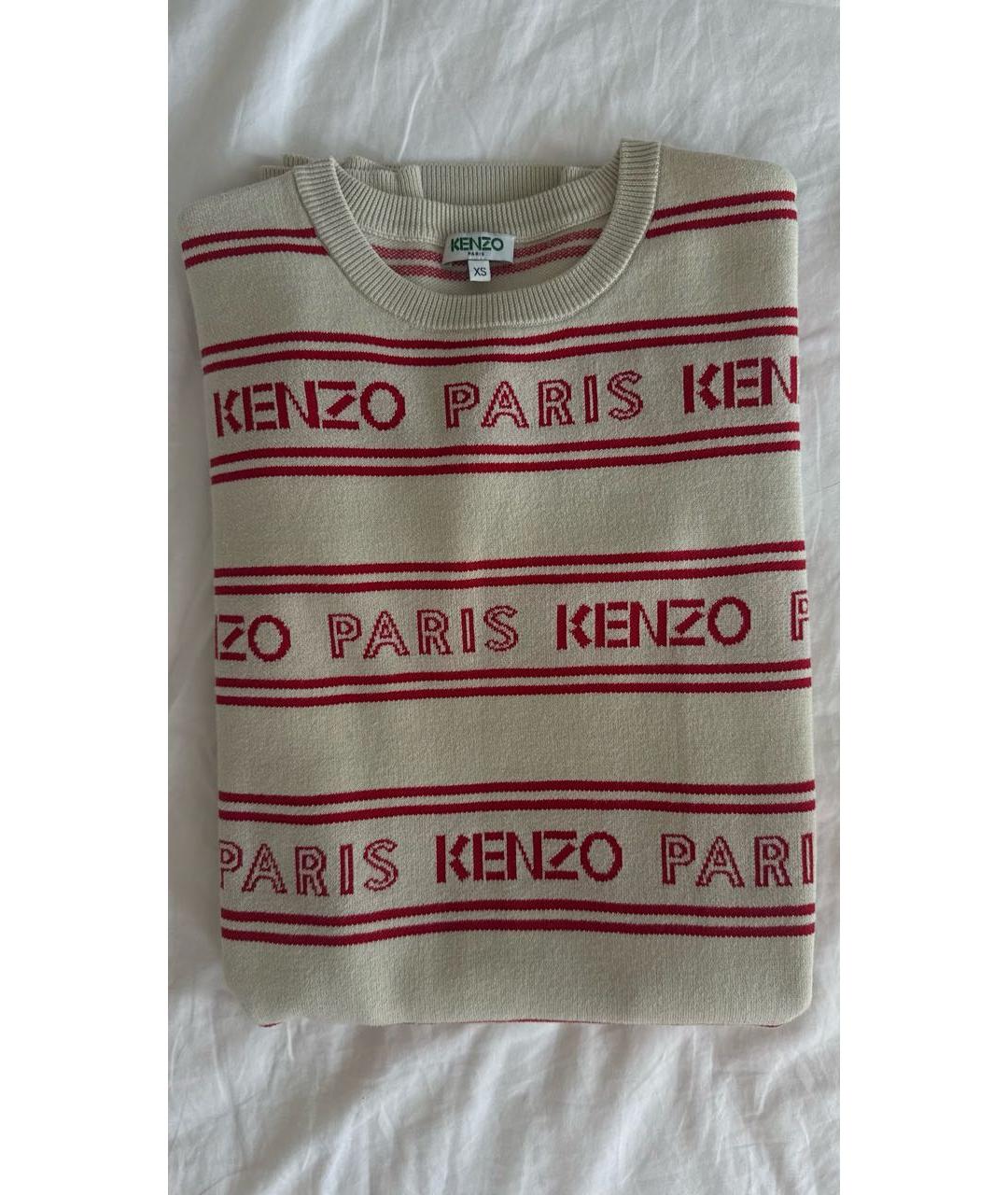 KENZO Бежевое хлопко-эластановое повседневное платье, фото 8