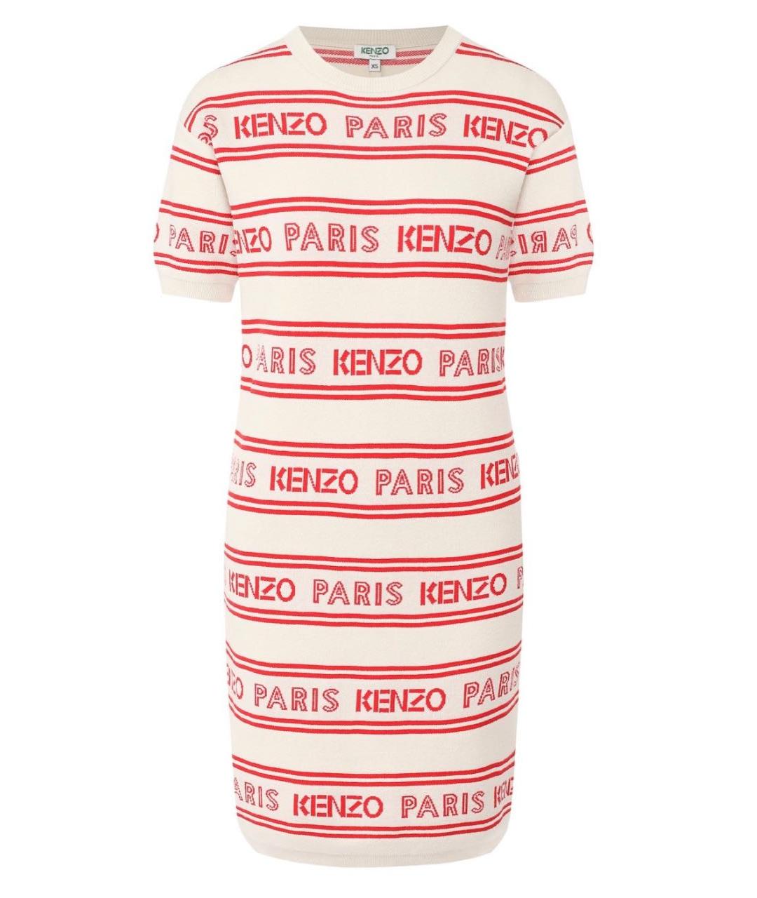 KENZO Бежевое хлопко-эластановое повседневное платье, фото 1