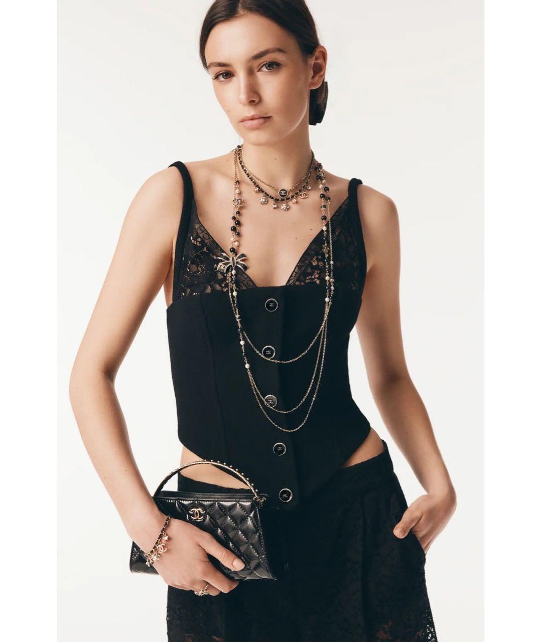 CHANEL Черная креповая майка, фото 2