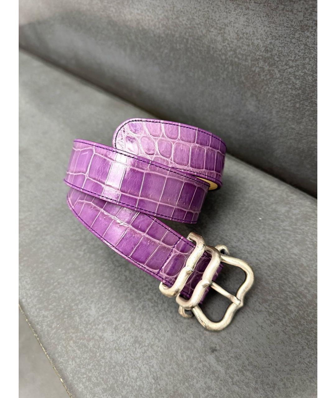 BOTTEGA VENETA Фиолетовый ремень из кожи крокодила, фото 9