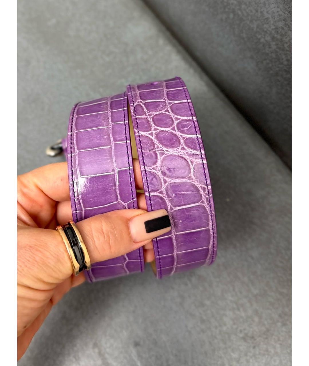 BOTTEGA VENETA Фиолетовый ремень из кожи крокодила, фото 4